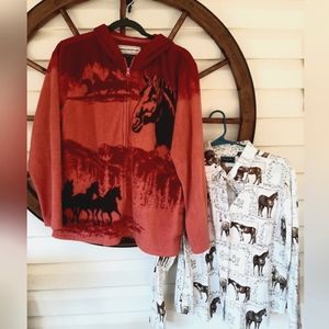 Women's Bit & Bridle Horse Cowgirl Hoodie Shirt Set Medium